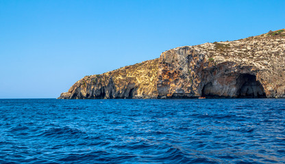 Fototapeta na wymiar Blue Grotto caverns in the Malta coastline