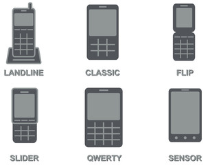 vector collection of mobile phone types