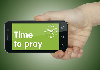 Time to pray. Phone - obrazy, fototapety, plakaty