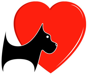 icon with dog and heart