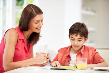 Mother Helping Son With Homework