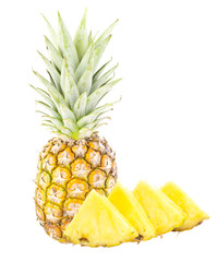 Fototapeta na wymiar Fresh sliced pineapple isolated on white background