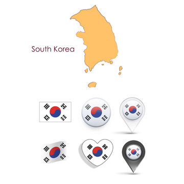 Set of Korea elements.