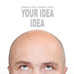 Hairless men's head with space for your text.