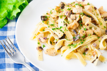 Pasta with chicken and mushroom