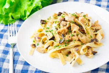 Pasta with chicken and mushroom