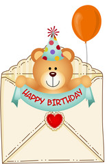 Teddy Bear in Happy Birthday Envelope