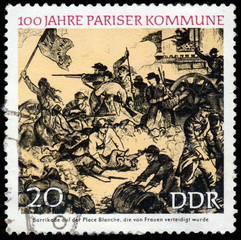 Fototapeta na wymiar GERMANY- CIRCA 1971: stamp printed by Germany, shows Barricade a