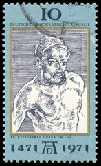 DDR - CIRCA 1971: a stamp printed in DDR shows Self-Portrait, by