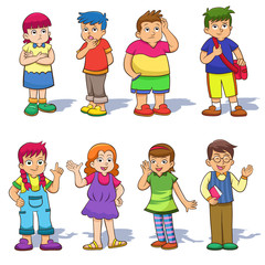 Set of cute cartoon kids.