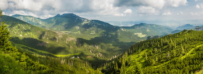 Skyline from a mountain peak in the summer