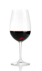 Wineglass with red wine, isolated on white