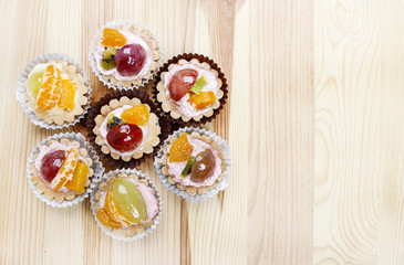 Top view on flower shape group of cupcakes - I love sweets idea.