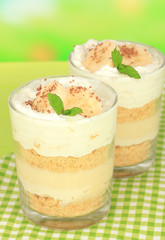 Delicious dessert with banana and caramel
