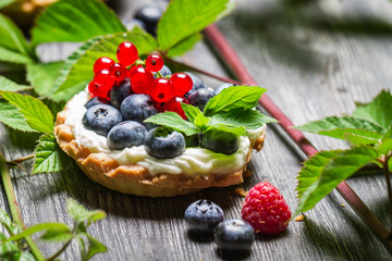 Small cupcake with berry fruits