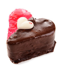 Sweet cake with chocolate isolated on white
