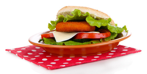 Tasty sandwich with cutlet,
