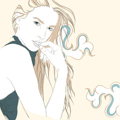 Pretty fashion girl. Vector illustration.