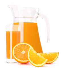Orange fruit juice in glass jug