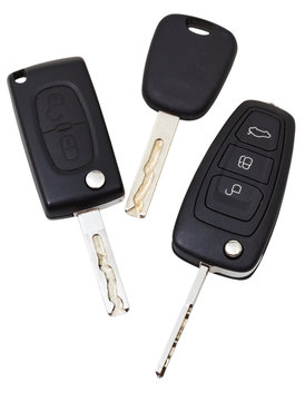 top view of three vehicle keys