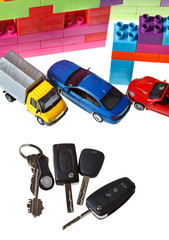 Naklejka premium keys, model car, plastic block house