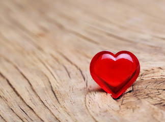 Valentines Day. Red Heart on Wooden background. Macro - 60159751