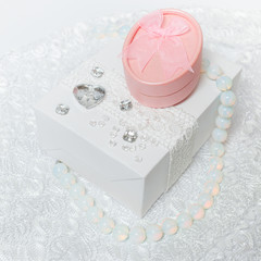 Holiday background with gift boxes.