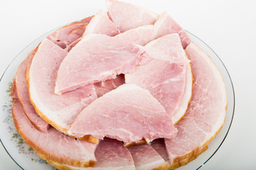 Ham Slices on China Plate