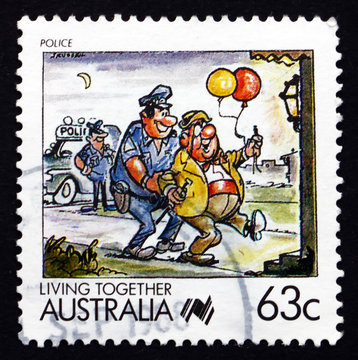Postage stamp Australia 1988 Police, Living Together
