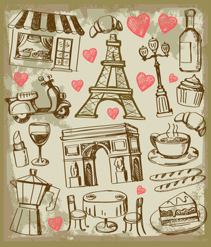 vector hand drawn paris illustration