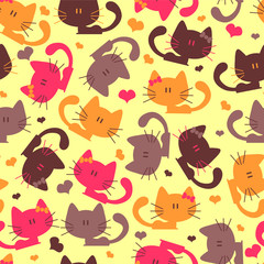 Seamless pattern with sweet little kittens