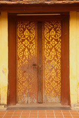 Door of entrance to church at Si Saket Temple in Vientiane ,Laos