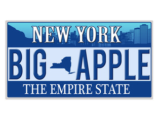 An imitation New York license plate