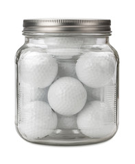 Golf Balls in a Jar isolated