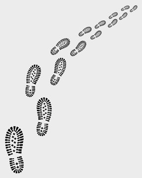 Trail of shoe prints, vector illustration