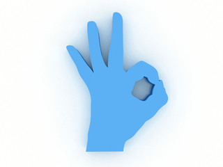 3d hand OK sign isolated on white background