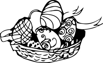 Preview basket with painted easter eggs