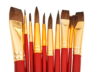 Naklejka premium several watercolor paintbrushes close up