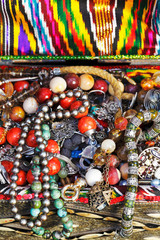 antique jewelry in ancient treasure chest