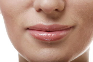 Fototapeta premium face of beauty young woman, lips make-up zone