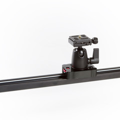 Studio shot of a linear camera slider on a white background
