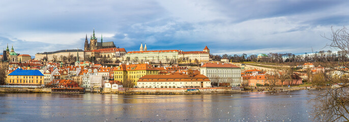 Fototapeta premium The View on Prague gothic Castle with Charles Bridge