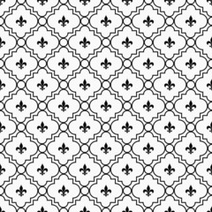 White and Black Fleur-De-Lis Pattern Textured Fabric Background © Karen Roach