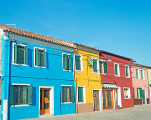 colorful houses and blue sky