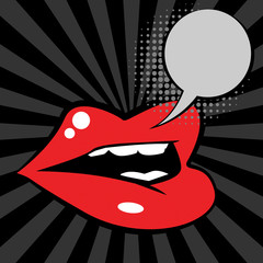 Open red lips, vector illustration