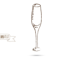 Sketch of Wine Glass Isolated On The White Background