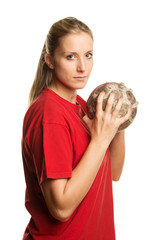Frau mit Handball