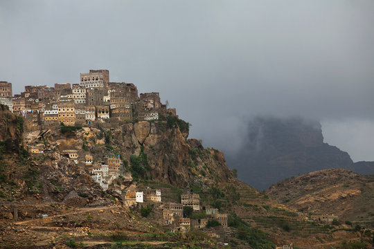 Traditional mountain village in Eastern Haraz Yemen