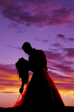 Silhouette Couple Dancing Dip