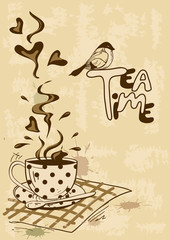 Tea party invitation with teacup and saucer